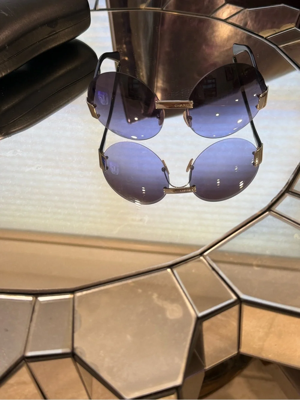 RARE CHANEL 4099 Y2K Rimless Purple Gradient Sunglasses w/ Case